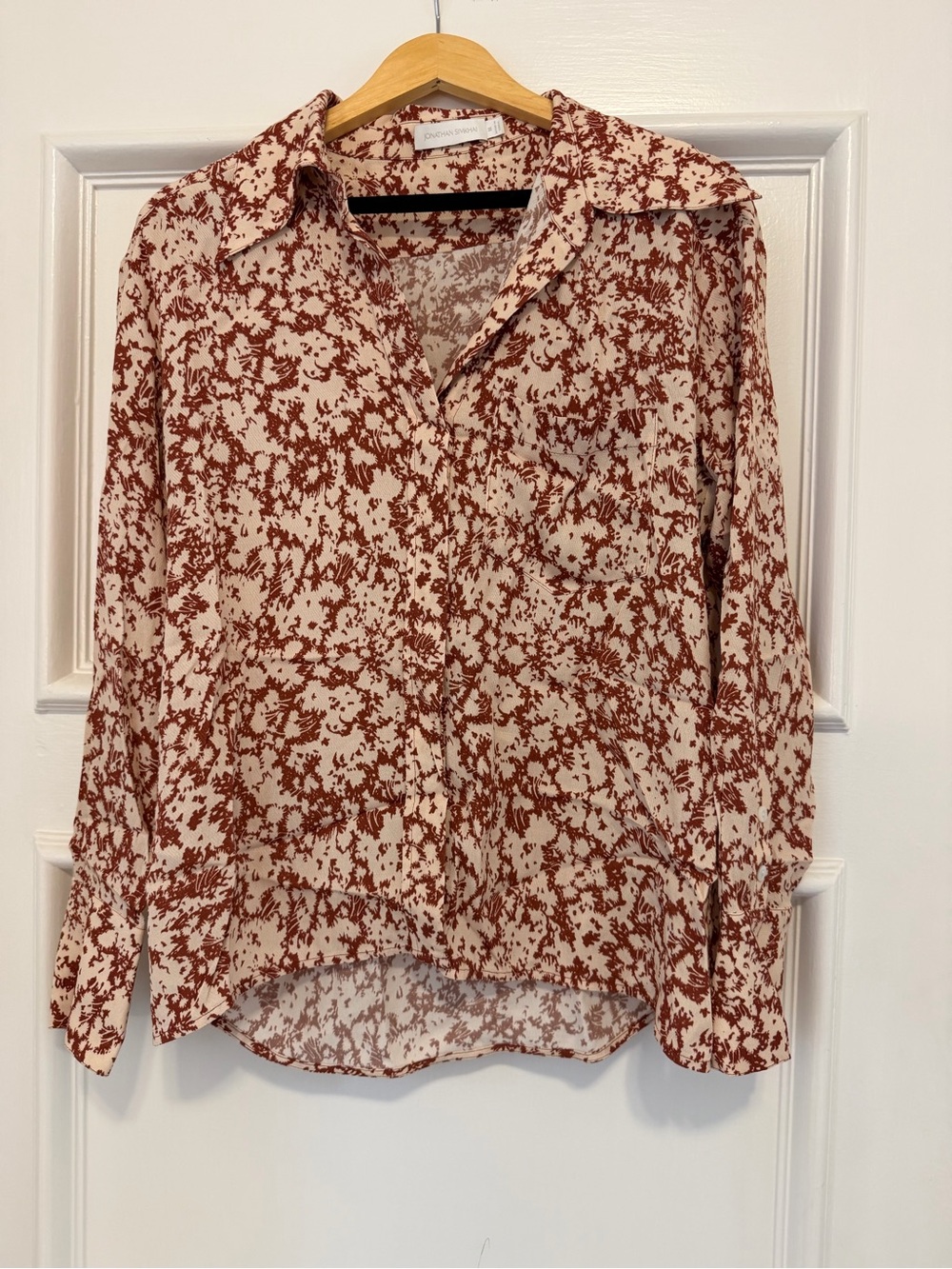 Jonathan Simkhai Rust Floral Button-Down Shirt on Cream